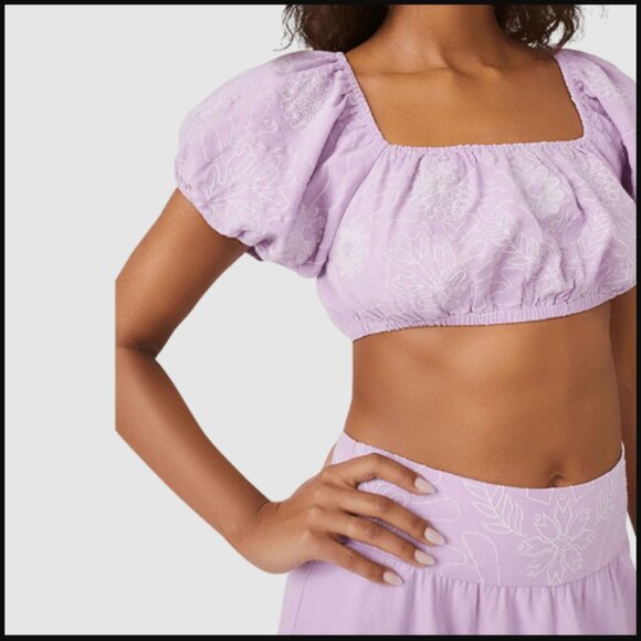 NWT Free People Lotus Crop Top Maxi Skirt 2 Piece Set Purple Orchid White $168.0 - Picture 4 of 13